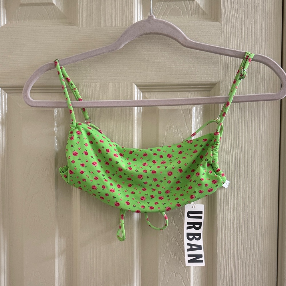 Green floral urban outfitters bathing suit top